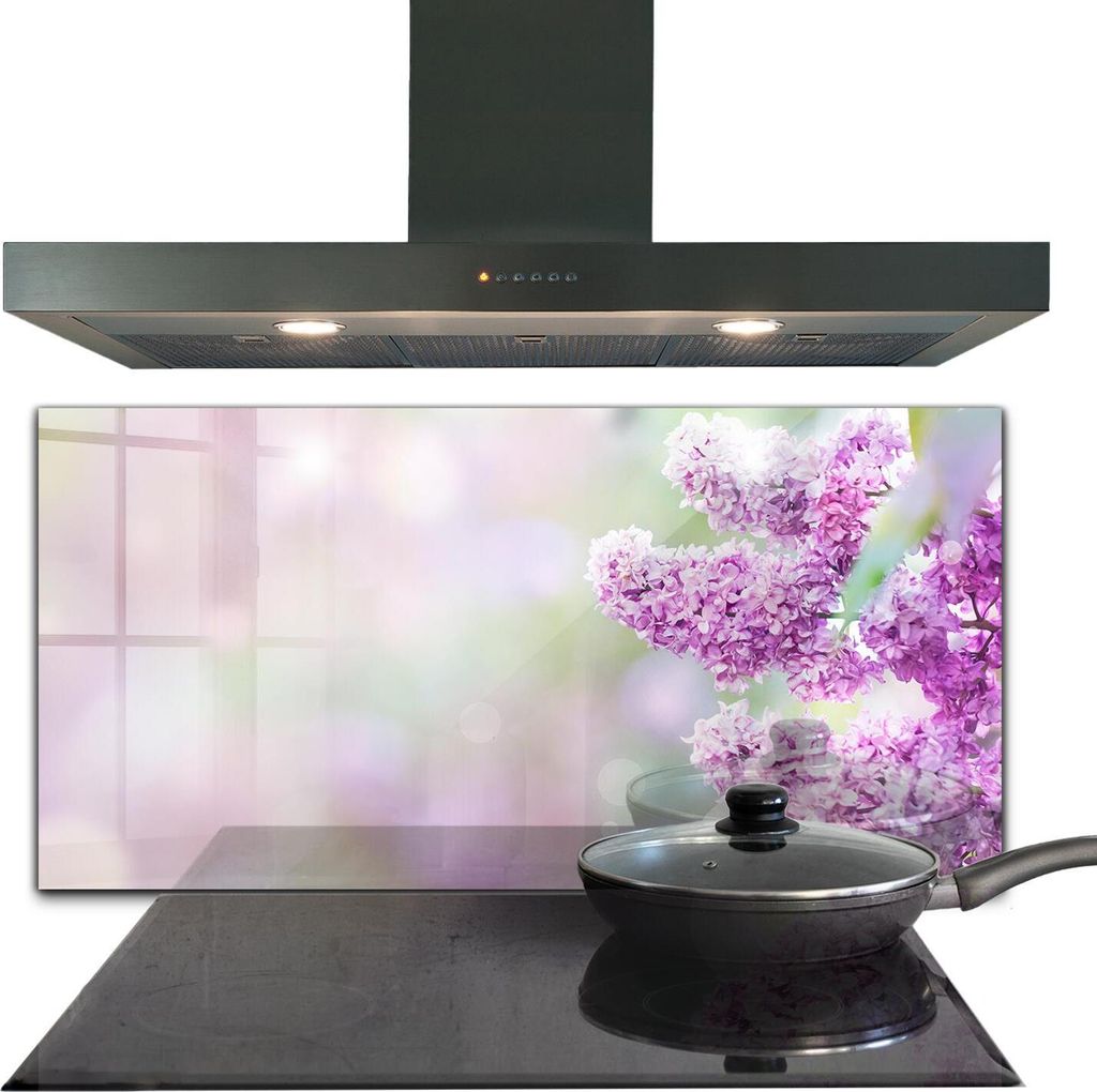 Spritzschutz aus Glas Küchenrückwand - Wandschutz für Herd und Spüle - 100x50 cm - Holunderblüte Sommer im Garten