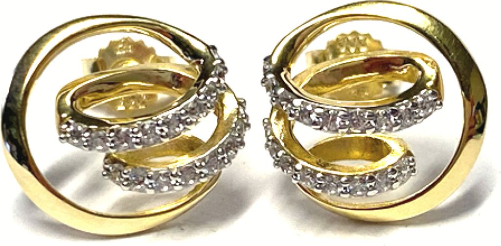 Ohrstecker 333/- Gelbgold poliert Zirkonia einfarbig modern Produktbild 