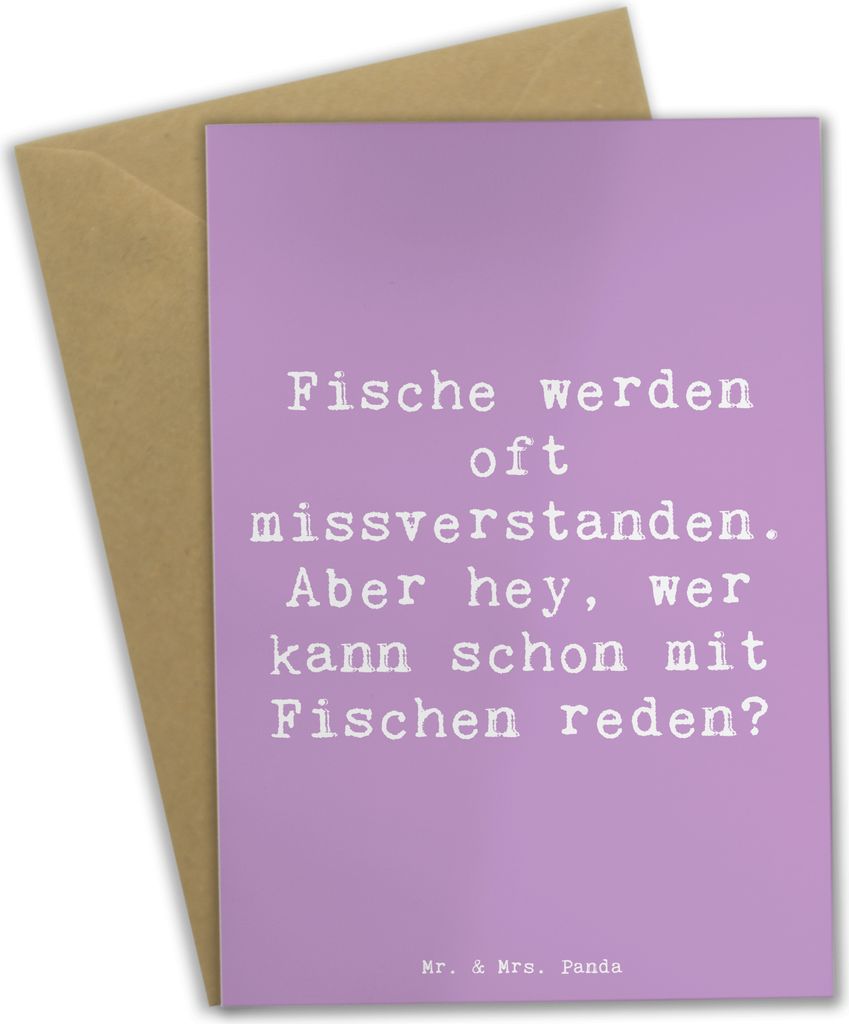 Mr. & Mrs. Panda babykarte Spruch Fische Geheimnisse - Lavendeltraum - Geschenk, weihnachtskarten, Sternzeichen, Geschenke, Grußkarte, Tierkreisze...