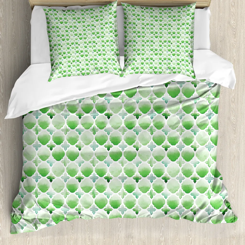 Set Letto ABAKUHAUS 155x220 Verde: Design Marocchino e Protezione
