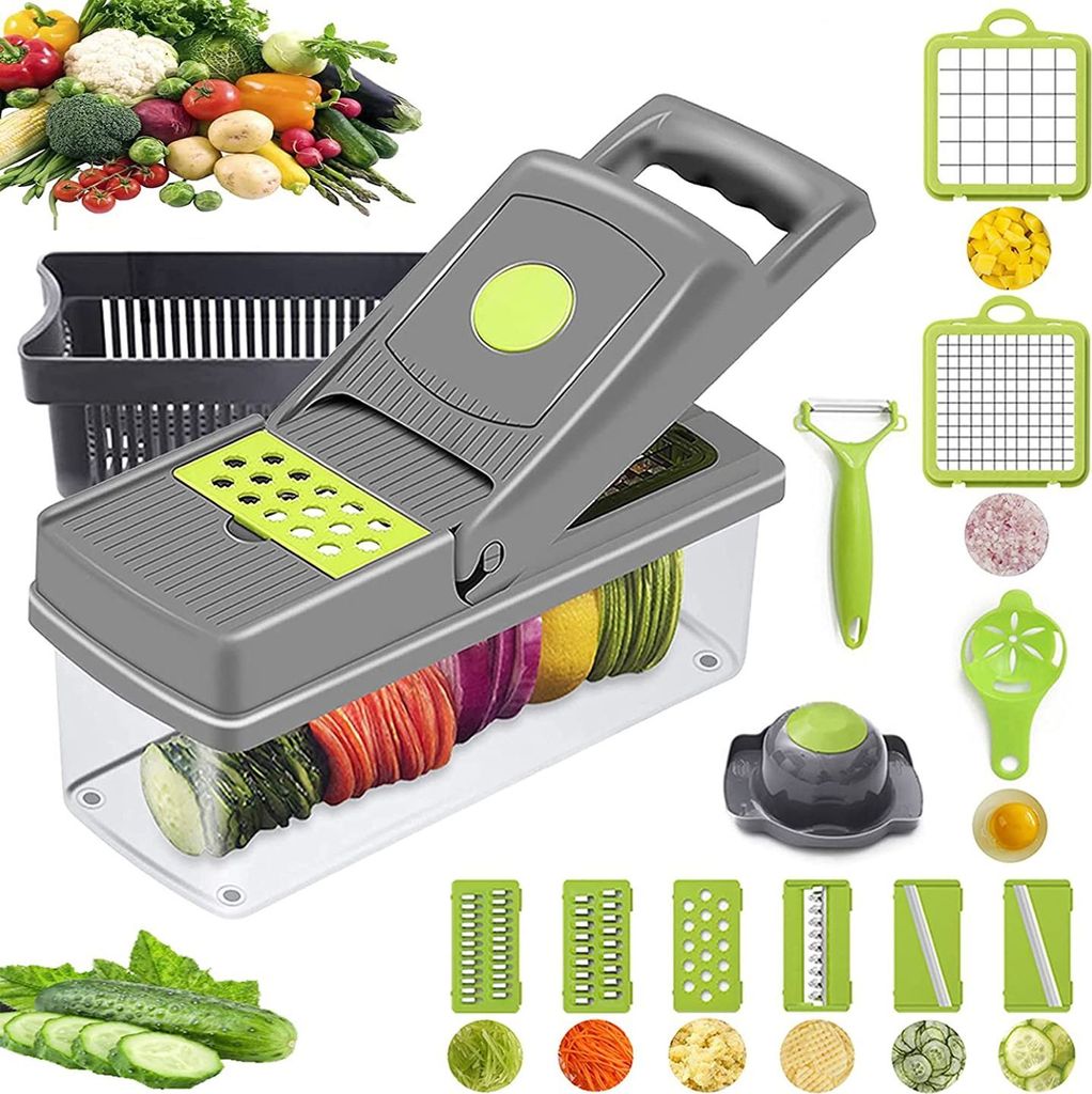 Mandoline Gemüsehobel, 13 in 1 Gemüseschneider Verstellbar, Produktbild 