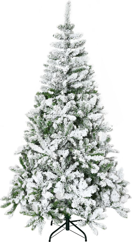 Künstlicher Weihnachtsbaum, Schnee-Effekt, flammenhemmend, Scharnierkonstruktion, Grün/Weiß