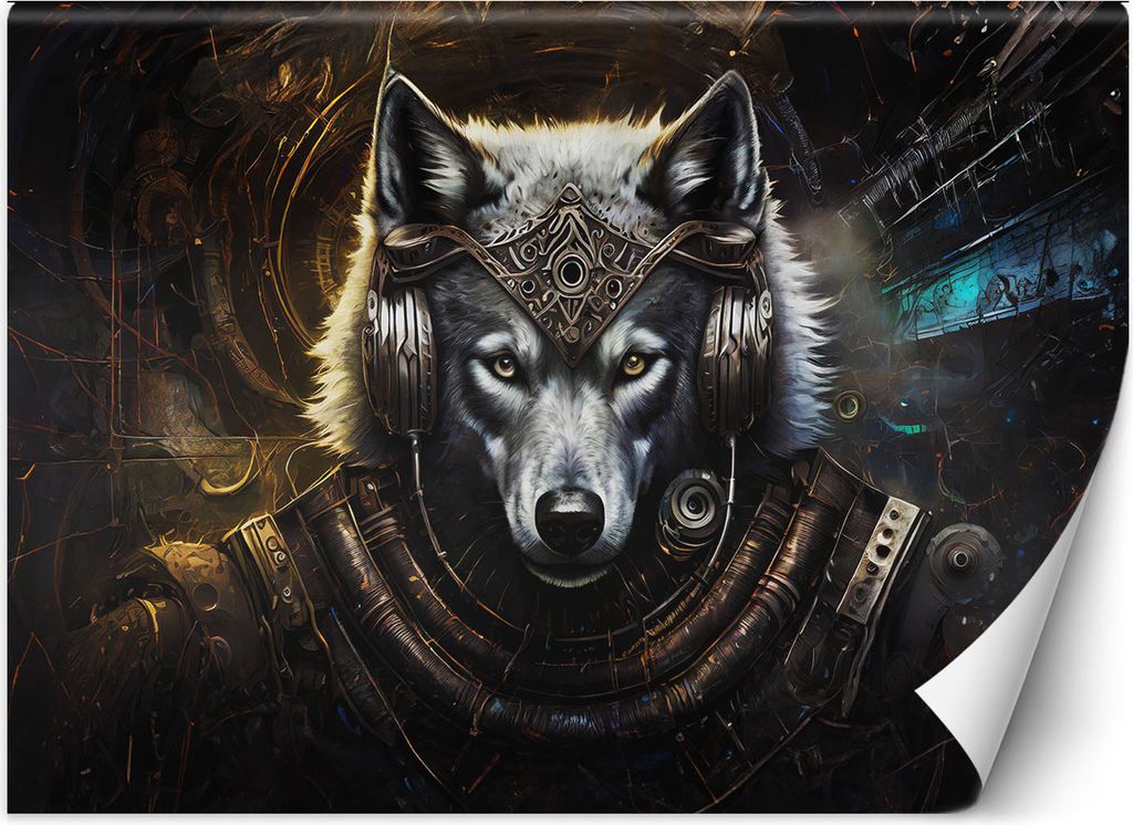 Vlies fototapete Wolf Abstraktion Tiere 450x315 cm Feeby Grau inkl. Kleber einfache Montage