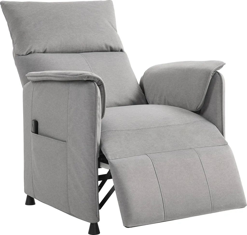 Siège de relaxation électrique gris, inclinaison programmable et confort