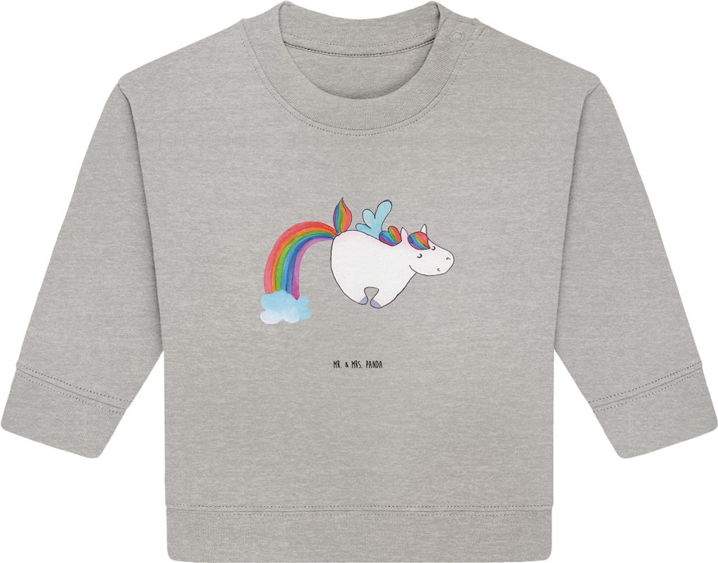 Mr. & Mrs. Panda Organic Baby Pullover Einhorn Fliegendes Pferd 6. - 12. Monat - Heather Grey - Geschenk, Spielen, Unicorn, Regenbogen, Realität, ...