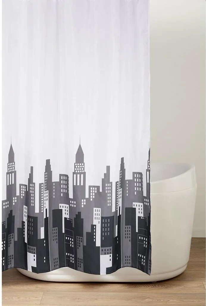 Tenda Doccia Torre Eiffel Bianca Tenda per Doccia Polyester