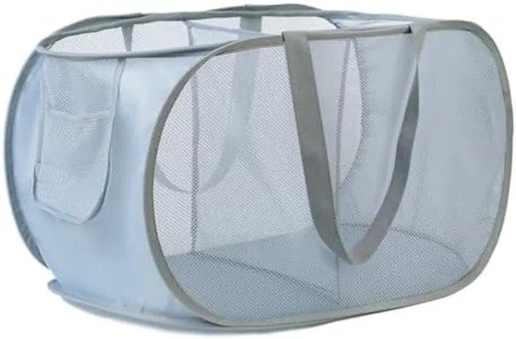 Panier à linge pliable à deux compartiments gris - Bac de tri 100L
