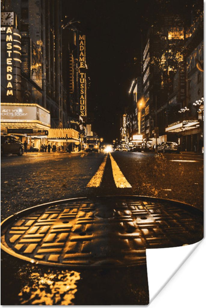 MuchoWow Poster Gold - Straßen - Amsterdam 60x90 cm - Wanddekoration