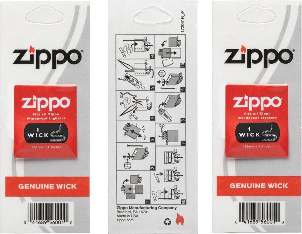Zippo Original Sets Feuerzeugbenzin Feuersteine Flints Docht Wick Watte Filz 3 x Docht / Wick kein Benzin