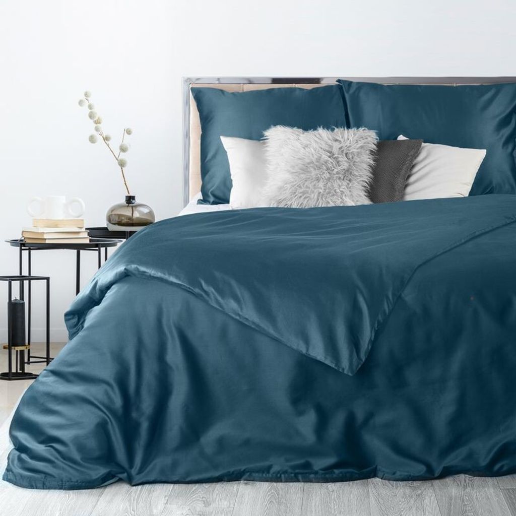 Biancheria da letto in raso 180x200 Nova blu navy Immagine del prodotto 