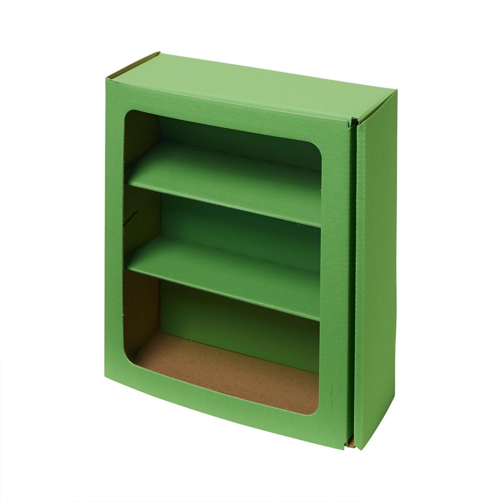 5 x Geschenkbox für Delikatessen aus Recyclingkarton - mit Fenster - Apfel Grün