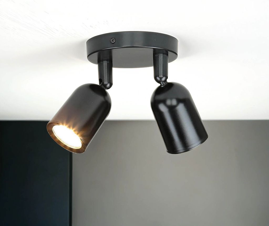 Deckenspot GU10 verstellbar B: 13 cm Schwarz 2-flammig Spot Lampe Decke