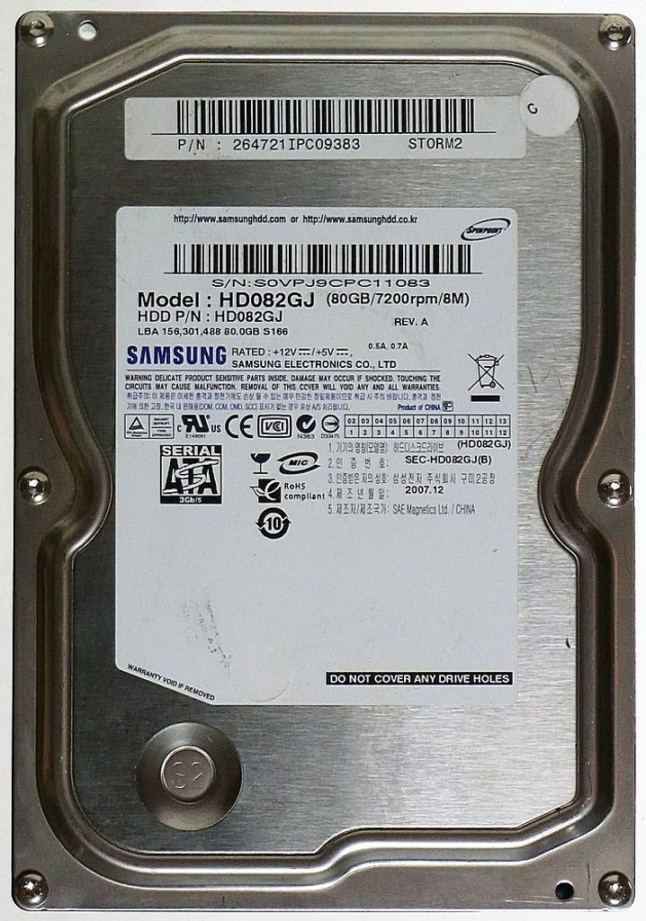 80GB HDD Samsung HD082GJ SATA ID13379