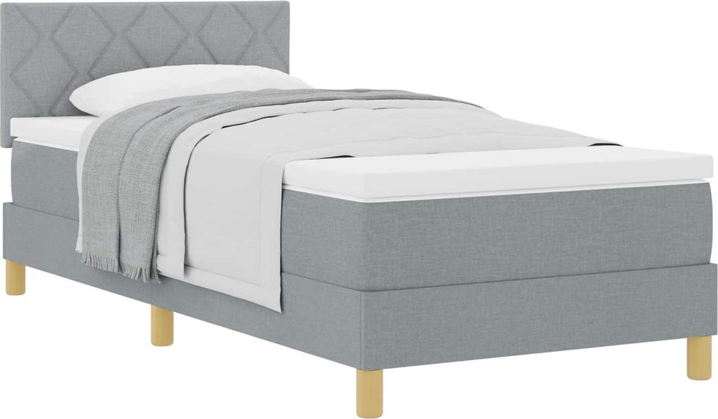 Boxspringbett mit Kissen Hellgrau 100 x 200 cm Stoff