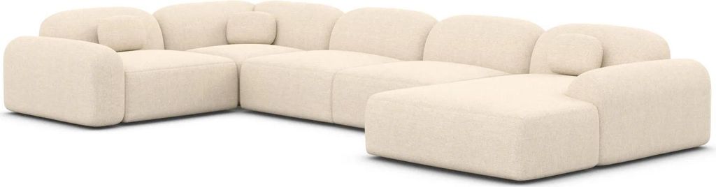 Strukturstoff U-Form XL Wohnlandschaft Nuvia Creme Rechts