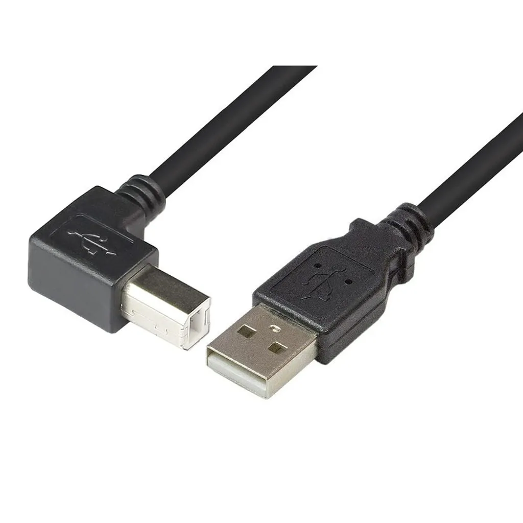 Câble USB 2.0 Type B Mâle Coudé 1m Noir Techly pour Espaces Restreints - 3
