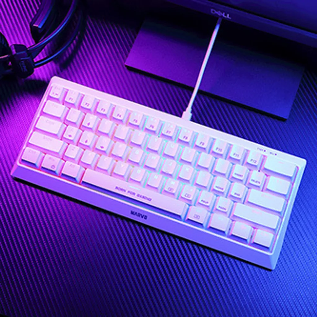 Clavier Gamer Compact Mécanique Marvo KG962G Blanc - Idéal Setup Gaming