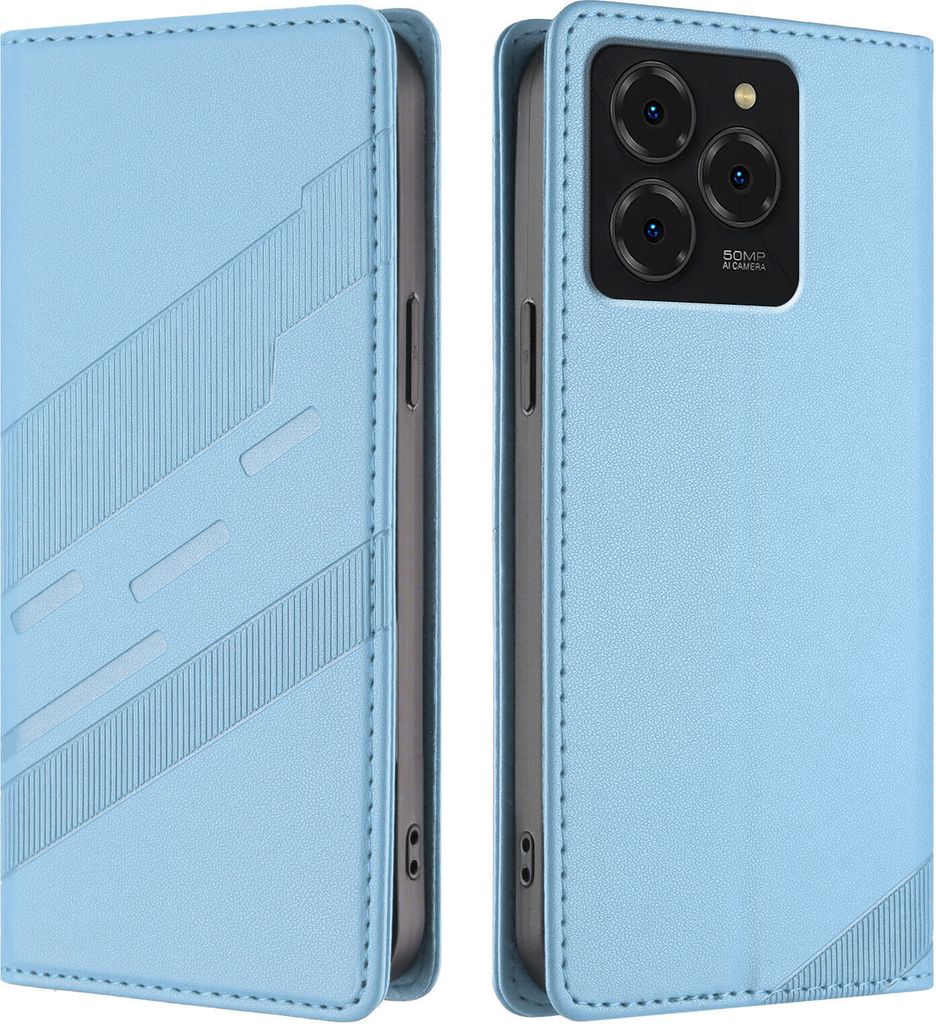Hülle für Ulefone Note 20 Pro, Kunstleder Brieftaschen Handyhülle mit Kartenfach und Standfunktion Hellblau