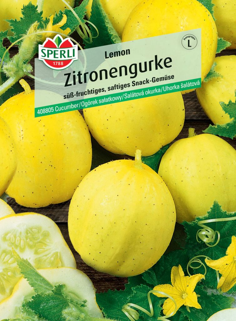 Sperli Zitronengurke Samen, runde, süß-fruchtige Früchte, essbare Schale, 6-8 cm Durchmesser