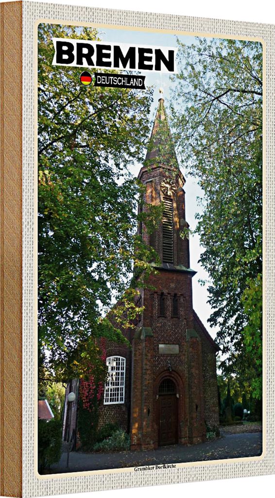 Holzschild Städte Bremen Grambiker Dorfkirche 20x30cm