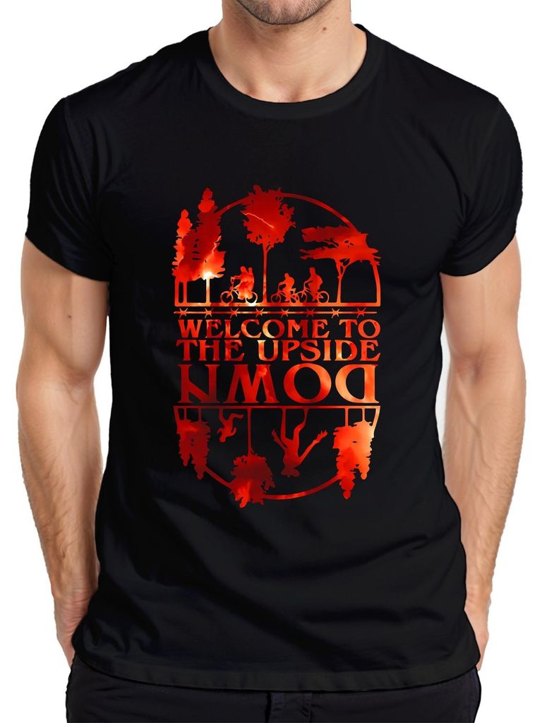 Maglietta da uomo Welcome To The Upside Down Sci Fi 80s Immagine del prodotto 