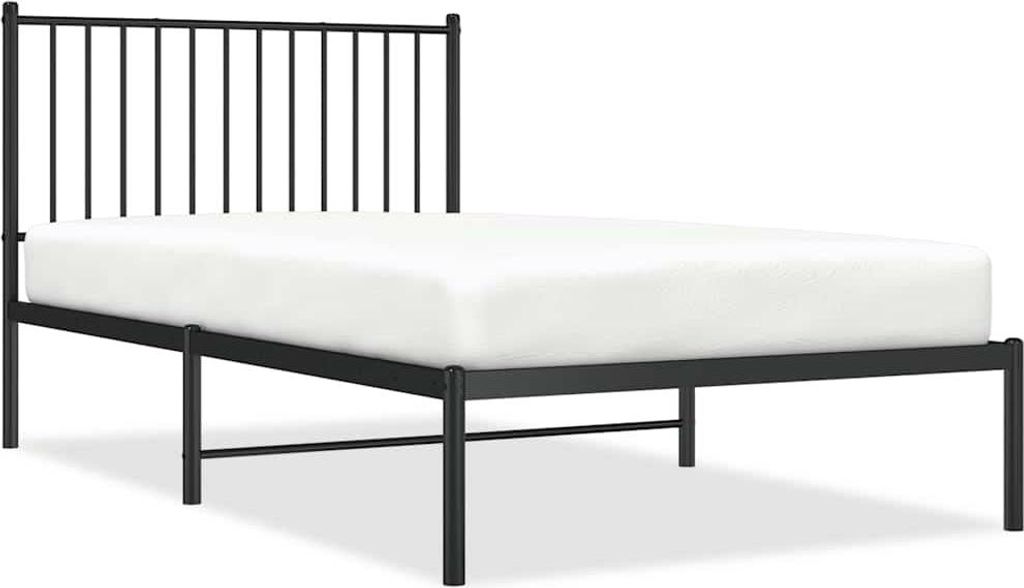vidaXL Postel s čelem kovová černá 100x190 cm Obrázek produktu 