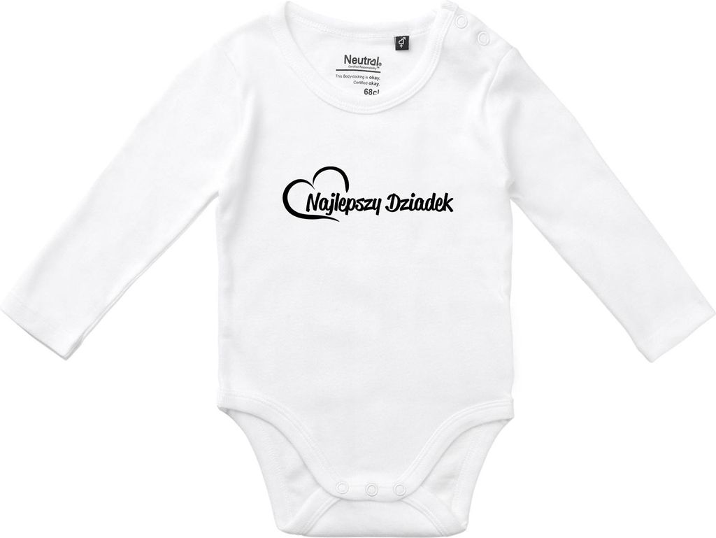 Huuraa Baby Body Najlepszy Dziadek Serce 68 White Baumwolle Fairtrade Langarmbody Geschenkidee