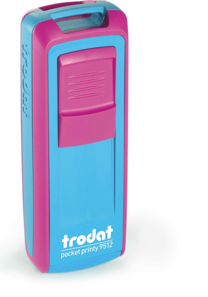 Pocket-Printy trodat 9512, 5zeilig, Gehäuse pink/türkis, Kissen schwarz