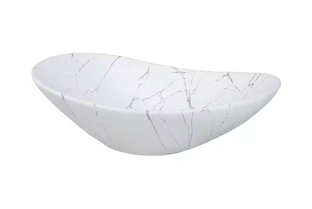 Aufsatzwaschbecken - Waschbecken 61.5 cm Elegante Waschschale fürs Bad, LENA BM294- Weiß/Matt