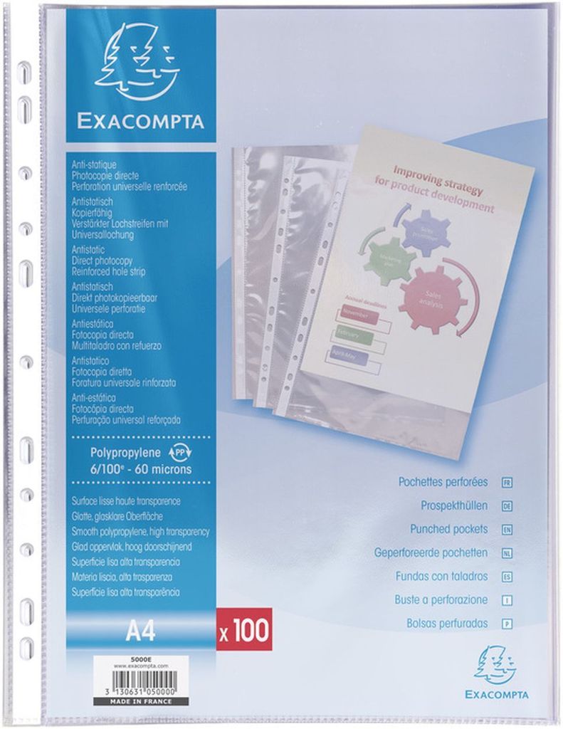 Exacompta 5000E Vrecká na zakladače A4 polypropylén 60µ Obrázok produktu 