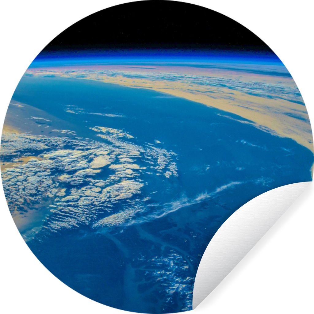 MuchoWow Runde Wandtattoo - Wandsticker Tapete Aufkleber Erde - Weltraum - Luft Ø 50 cm Selbstklebend und Repositionierbar - Wandaufkleber - Kre...