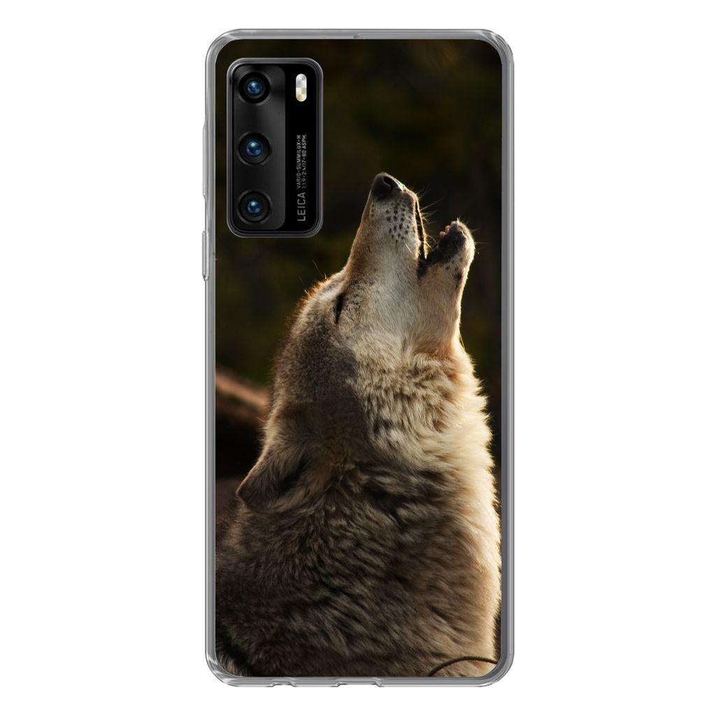 MuchoWow Handyhülle Schutzhülle Hülle für Huawei P40 Wolf - Grau - Tiere Silikon Softcase Handy Hülle - Handytasche