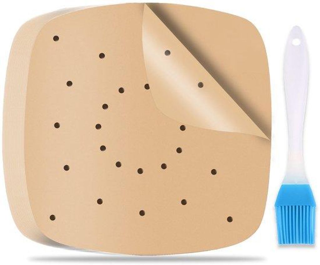 200 Stück Airfryer-Bakpapier 21,6 cm mit Ölfeder, perforiertes Backpapier für Luftfritteuse, Backpapier für Luftfritteuse, Backpapier für Luft...