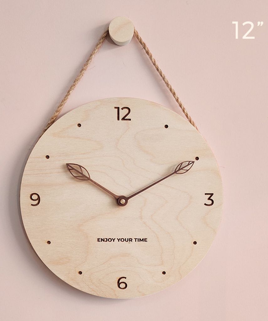 12-Zoll kreative hölzerne Seil hängende Uhr, kreative Mode japanische moderne einfache Home Wohnzimmer Büro Coffee Shop Uhr Dekoration
