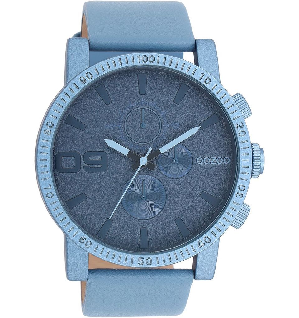 Oozoo Damen-Herren Lederarmband Uhr Timepieces blau Analog Produktbild 