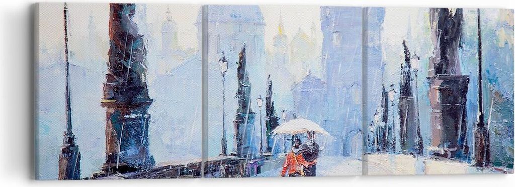 Bild auf Leinwand - Leinwandbild - Brücke Stadt Prag - 90x30cm - Wand Bild - Wanddeko - Wandbilder - Leinwanddruck - Bilder - Kunstdruck - Wanddek...