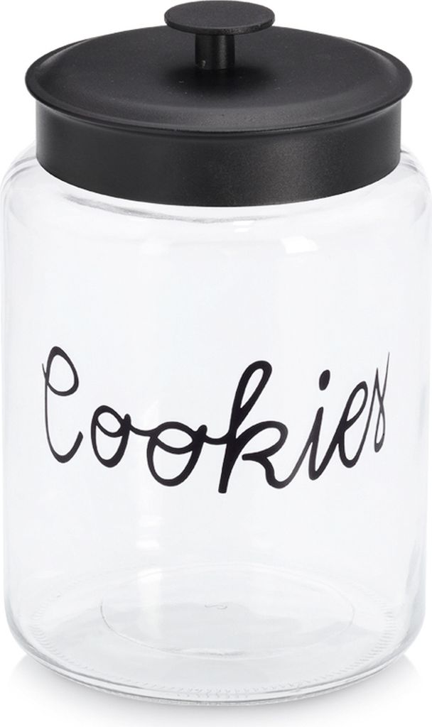 ZELLER 19674 Vorratsglas COOKIES 4200 ml mit Metalldeckel, Glas/Metall, ca. Ø 17,3 x 26,4 cm