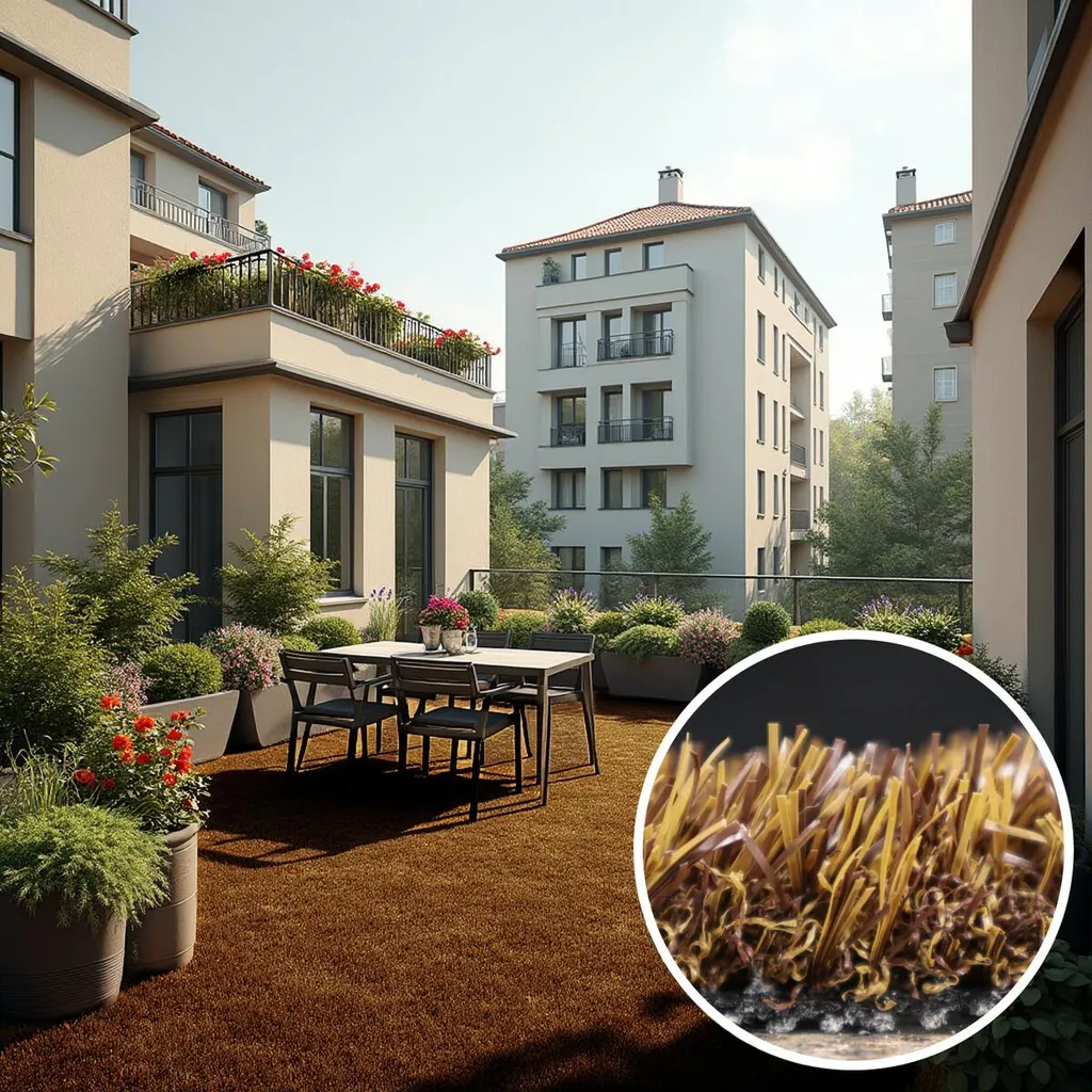 Gazon synthétique marron PartyGrass 2x2m tapis de sol extérieur résistant