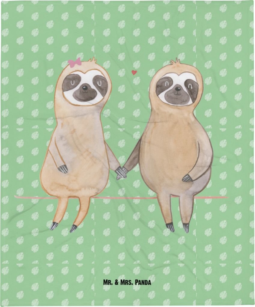 Mr. & Mrs. Panda Erstlingsdecke Faultier Pärchen - Tropengrün - Geschenk, Schlummerdecke, Liebe, Beziehung, Verliebt, Kinderdecke, Plaid, Fleeced...