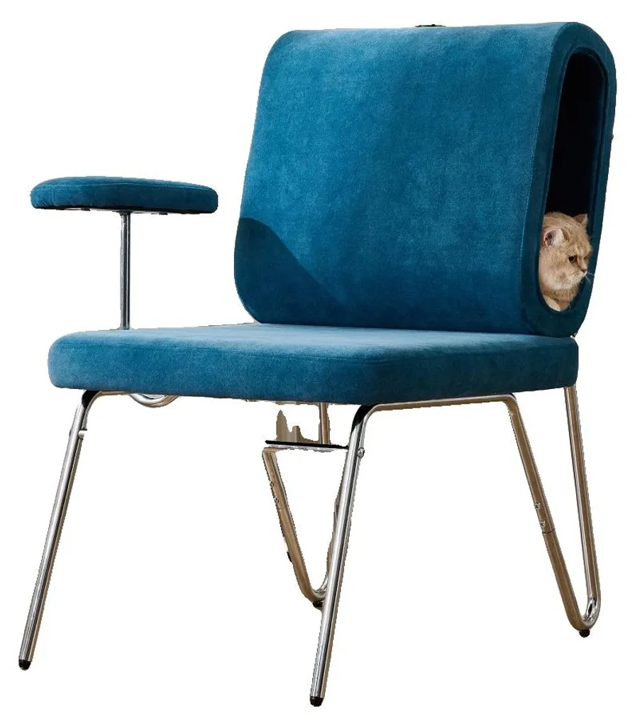 Chaise de bureau ergonomique bleue : fini le chat sur votre clavier !