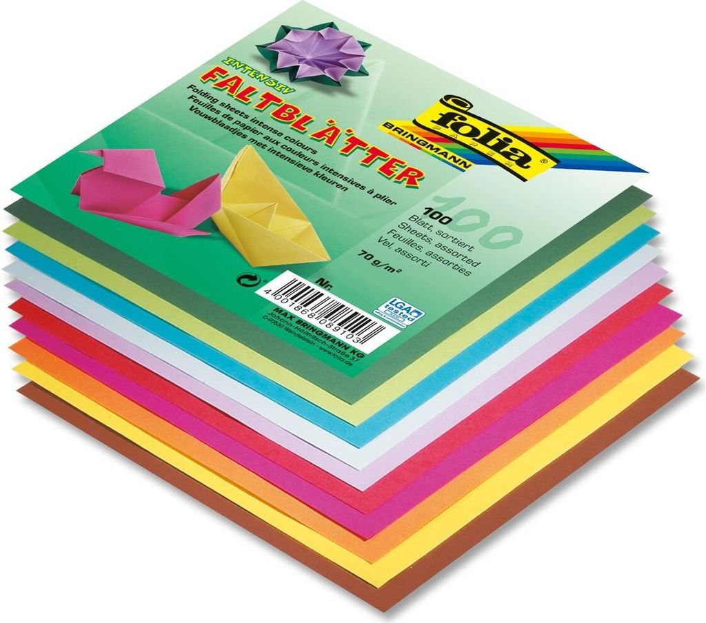 Folia Faltblätter 70g/m², 20x20cm, 100 Blatt, 10 Farben Produktbild 