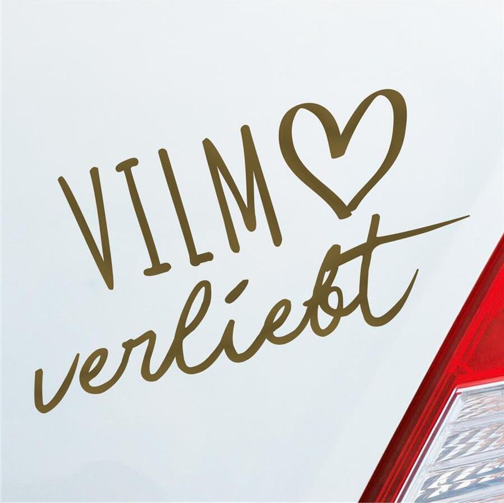 Auto Aufkleber Vilm verliebt Herz Insel Ostsee Liebe Car 19x10 cm Gold Sticker Heckscheibenaufkleber