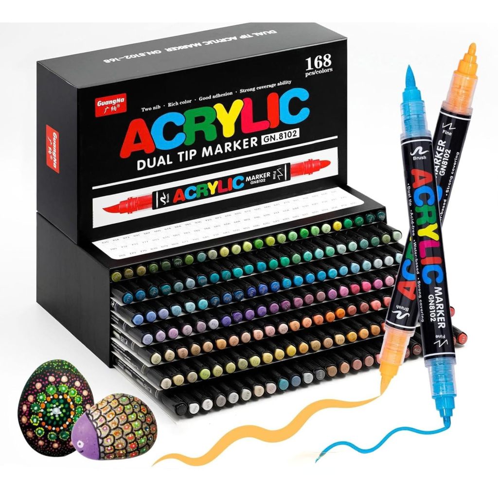 GuangNa Acrylmarker 168 Farben Doppelspitze – Weiche Produktbild  KI-generiertes Bild