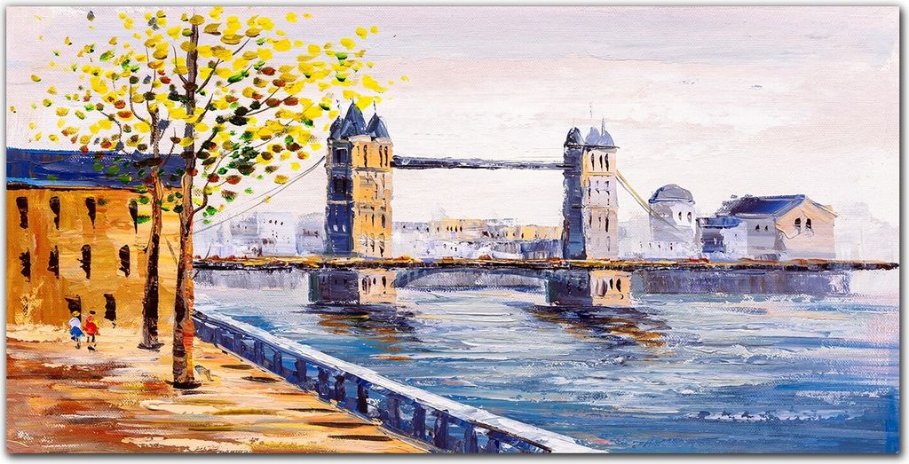 Coloray Bild aus Acryl 100 cm x 50 cm - Wohnzimmer Acrylblock mit Bild Wanddekoration Gehärtetes Acryl Dekoration Küche - Stadtbrücke