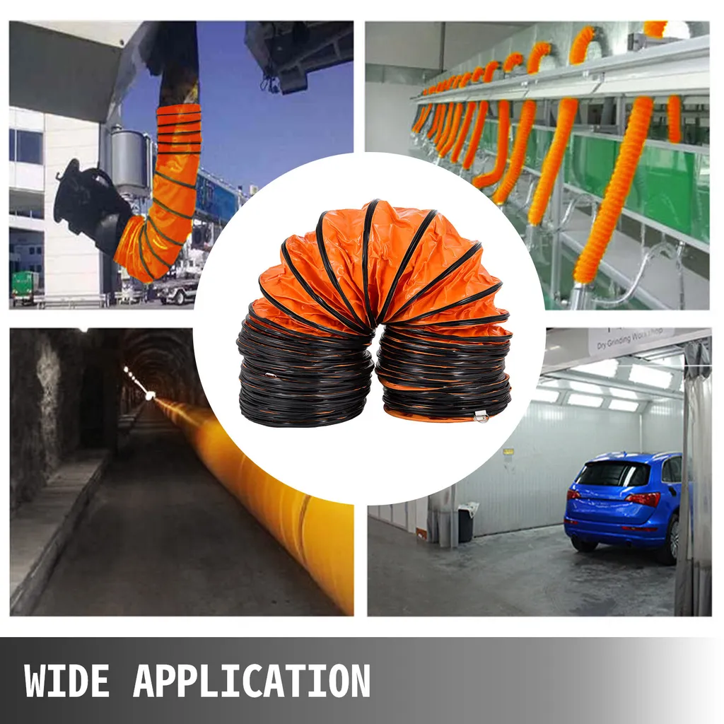 VEVOR Tubo flessibile per aria calda da 16 piedi Tubo flessibile per il trasporto dell'aria in PVC, lunghezza 4,9 m Tubo flessibile di ventilazione, peso 4,48 kg Diametro del ventilatore antideflagrante 35 x 35 x 18 cm Sistema circolare Diametro del ventilatore - 7