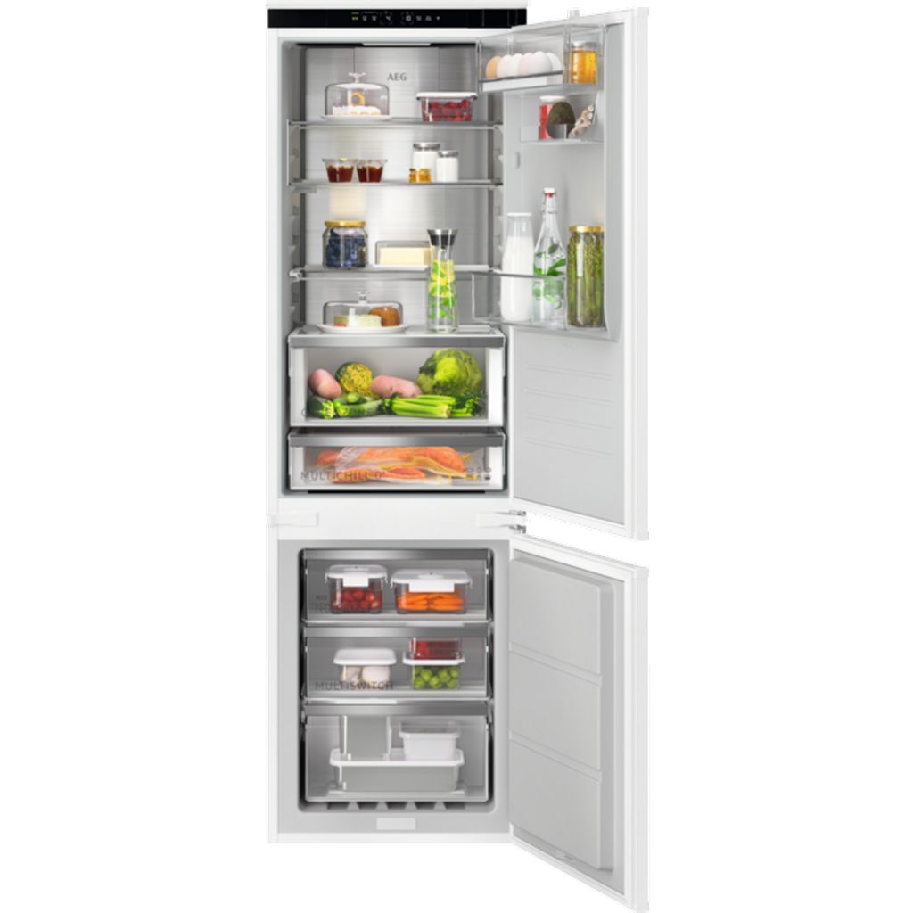 AEG 9000 Einbau-Kühl-Gefrierkombination 1780 mm, 227 L, NoFrost, Wi-Fi Vernetzung, Null-Grad-Schublade, Schlepptür NSC9V181CS