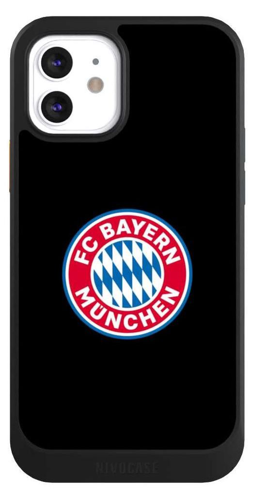 NIVOCASE Hülle für Apple iPhone 12 Handyhülle NIVOcore Case Schwarz FC Bayern München Logo Offizielles Lizenzprodukt