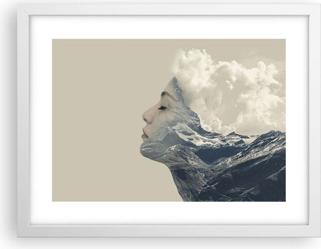 Gerahmtes Poster - Weißer Rahmen - Grafik Frau Berge - Produktbild 