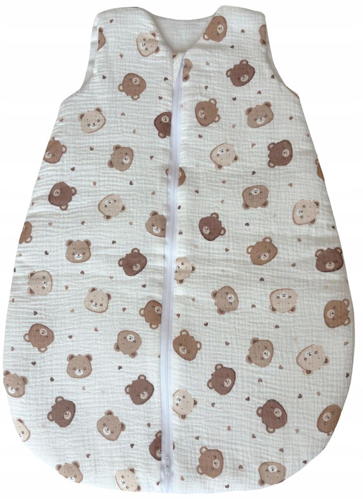 Musselin Babyschlafsack Baby 2.5 TOG mit Doppelreißverschluss 68-74 aus 100% Baumwolle