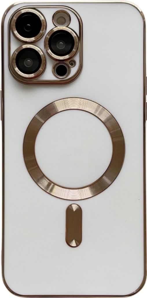 Für iPhone 15 Pro Max Magsafe Plating TPU Telefongehäuse mit Linsenfilm (Weiß)